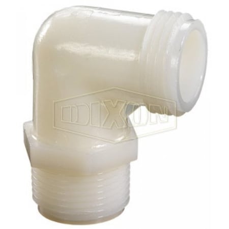 Dixon Tuff-Lite 90Deg Elbow, 3/8 in Nominal, Male Garden Hose Thread x MNPT End Style, Nylon, Domestic TLT73